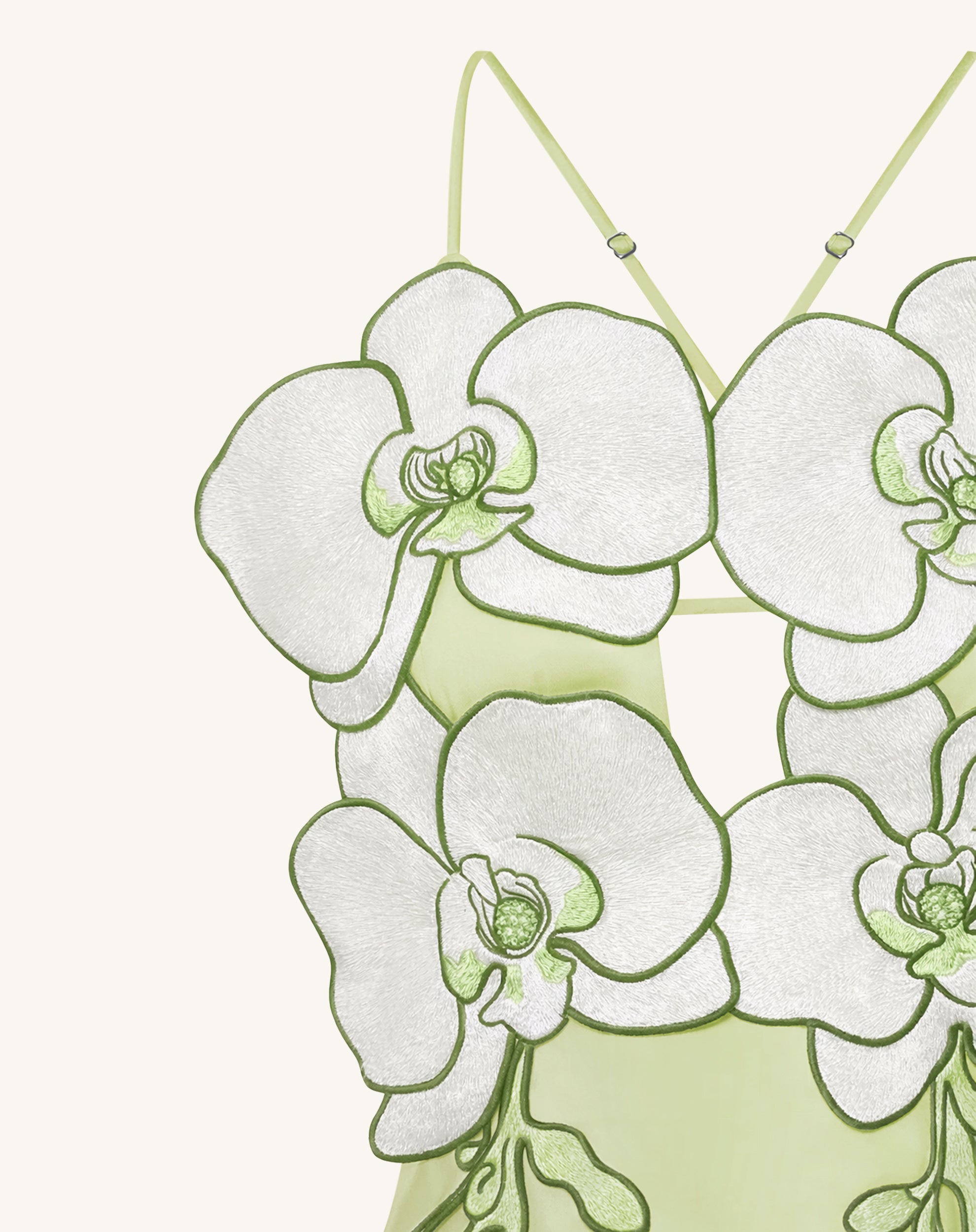 Orchid Embroidered Dress - Light Green/Ivory | JW PEI