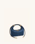 Ellie Metal Ring Embellished Top Handle Bag - Blue Denim