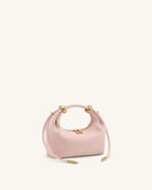 Ellie Faux Suede Metal Ring Embellished Top Handle Bag - Pink