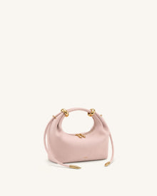 Ellie Faux Suede Metal Ring Embellished Top Handle Bag - Pink