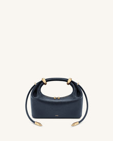 Ellie Metal Ring Embellished Top Handle Bag - Navy