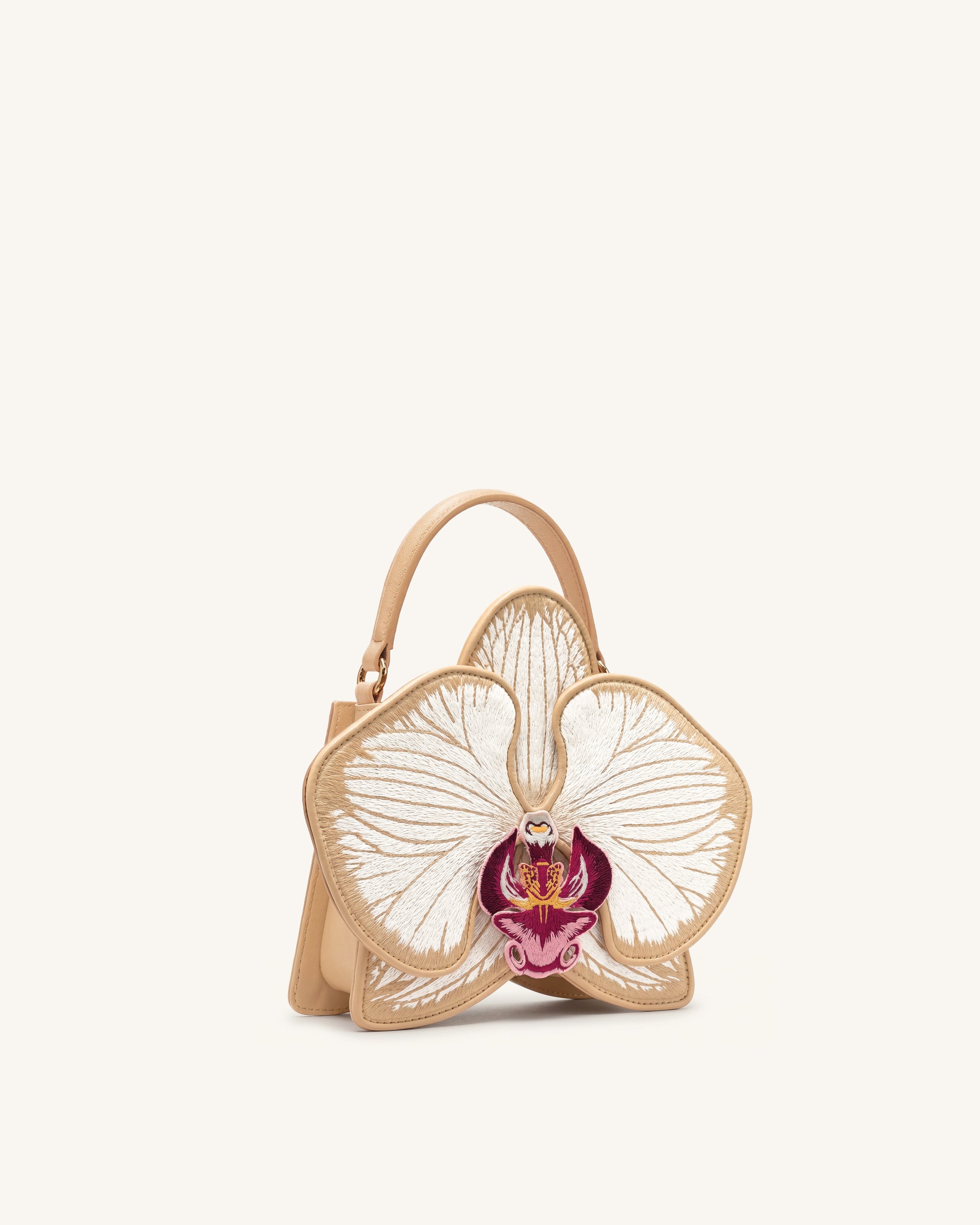 フラワーエッセンスバッグ〜P anier de Fleur~ Flora Orchid Shaped Top Handle Bag - Champagne | JW PEI