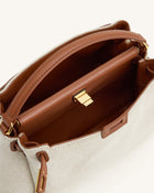 Carmen Top Handle Bag - Brown Canvas
