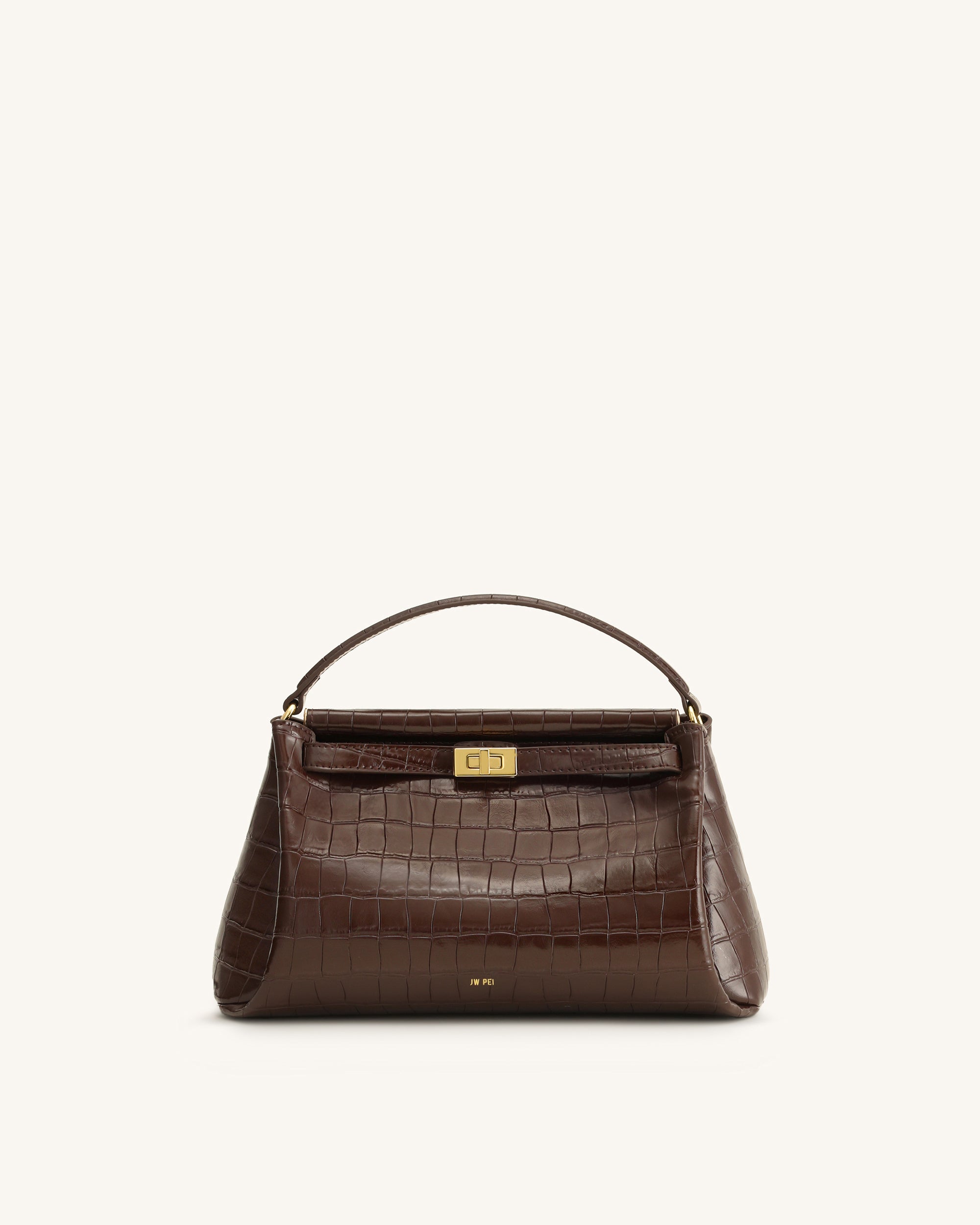 Carmen Top Handle Bag - Dark Brown Croc | JW PEI