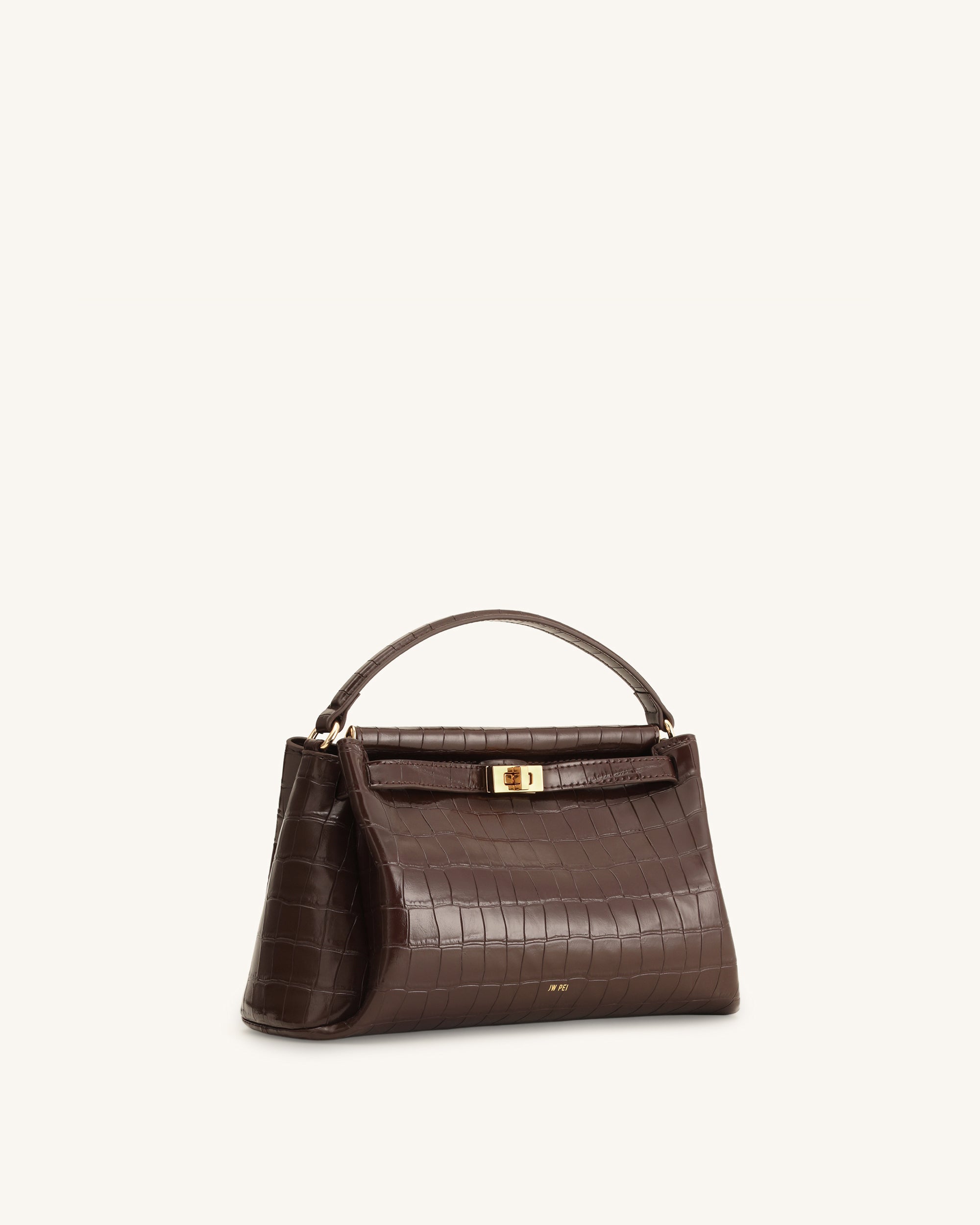 Carmen Top Handle Bag - Dark Brown Croc | JW PEI