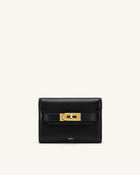 Yara Turn-Lock Flap Compact Wallet - Black