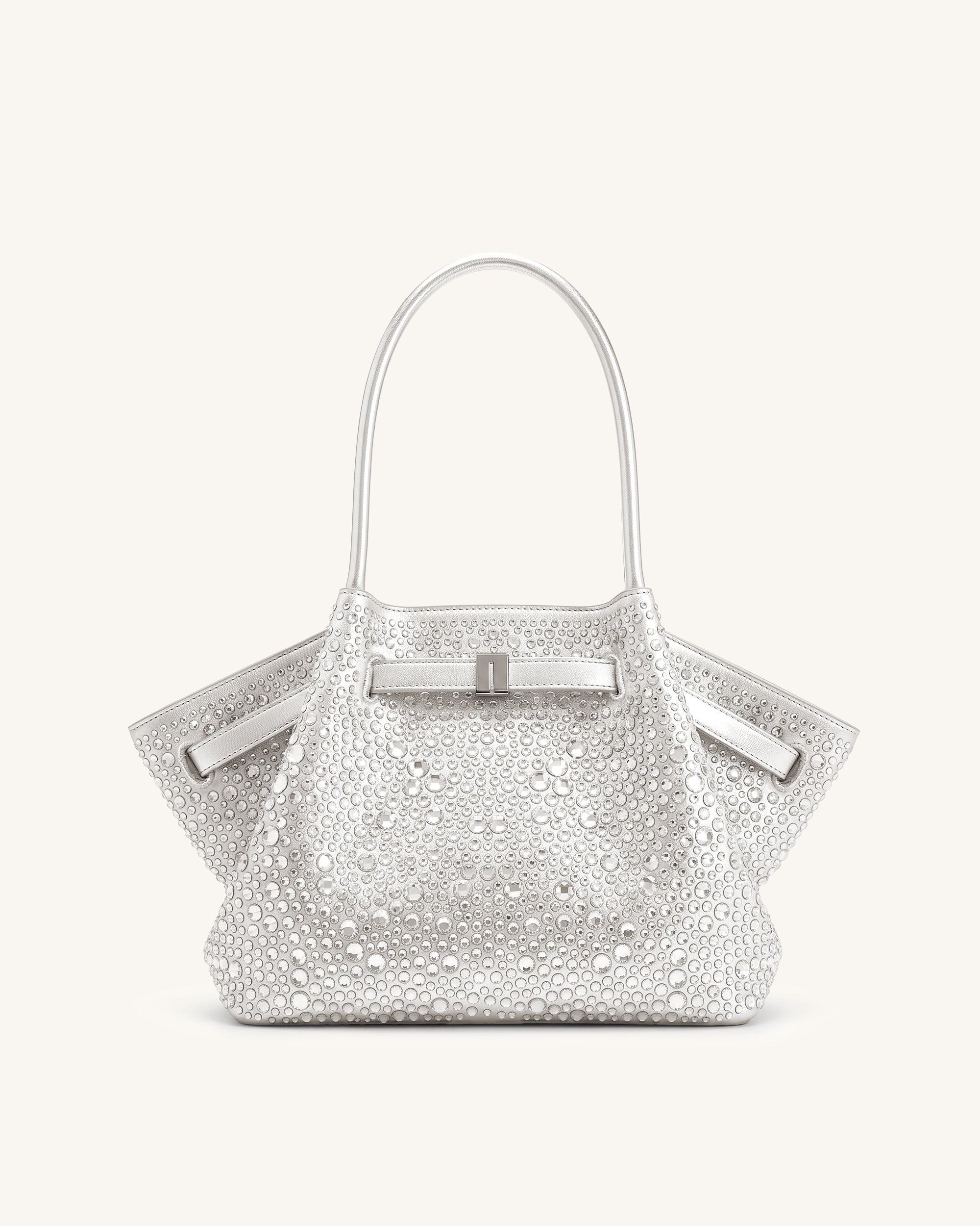 Hana Medium Artificial Crystal Tote Bag - Silver