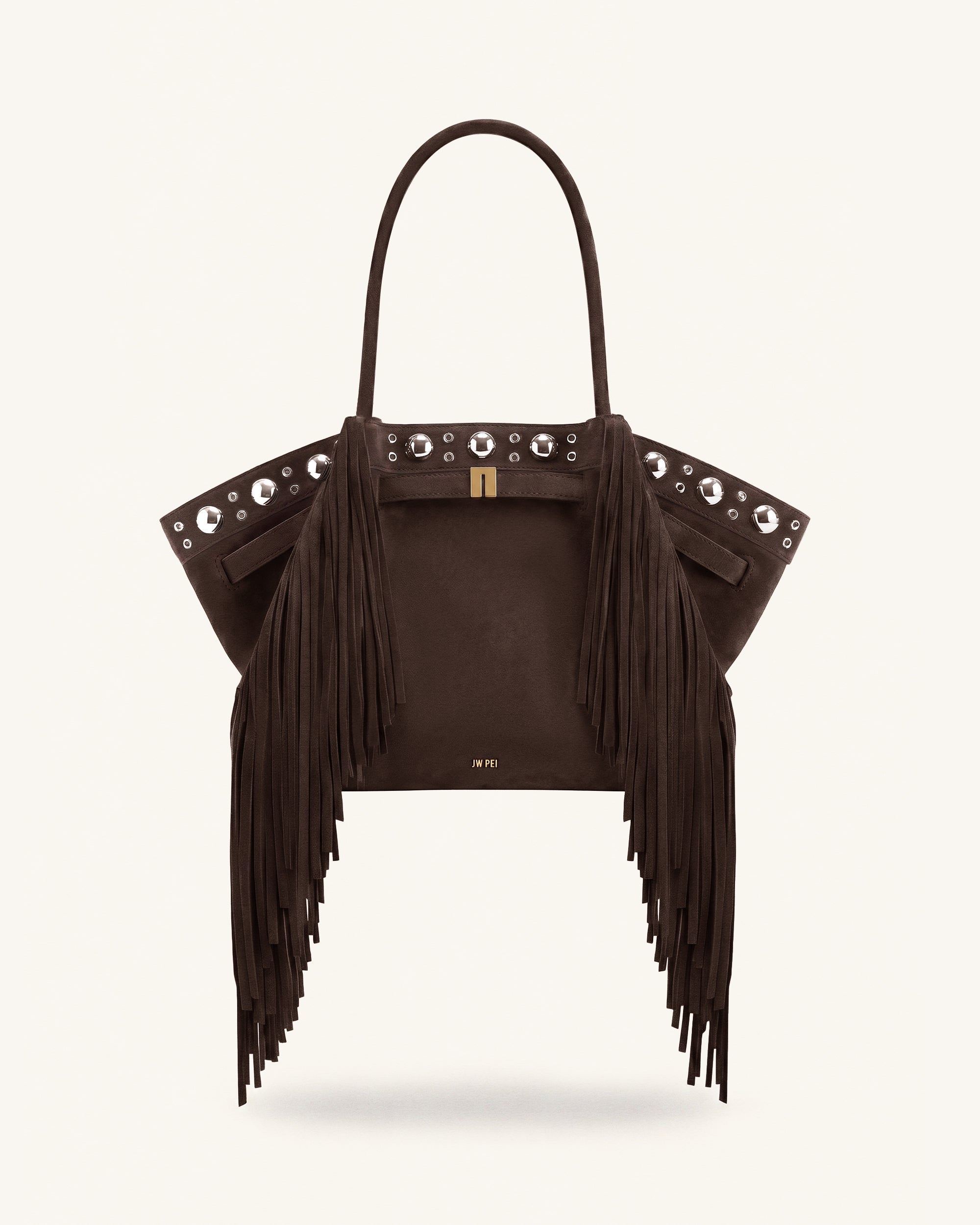 Hana Medium Faux Suede Tassel Tote Bag - Dark Brown