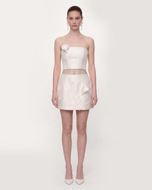 Floral Appliqué Mini Skirt - White
