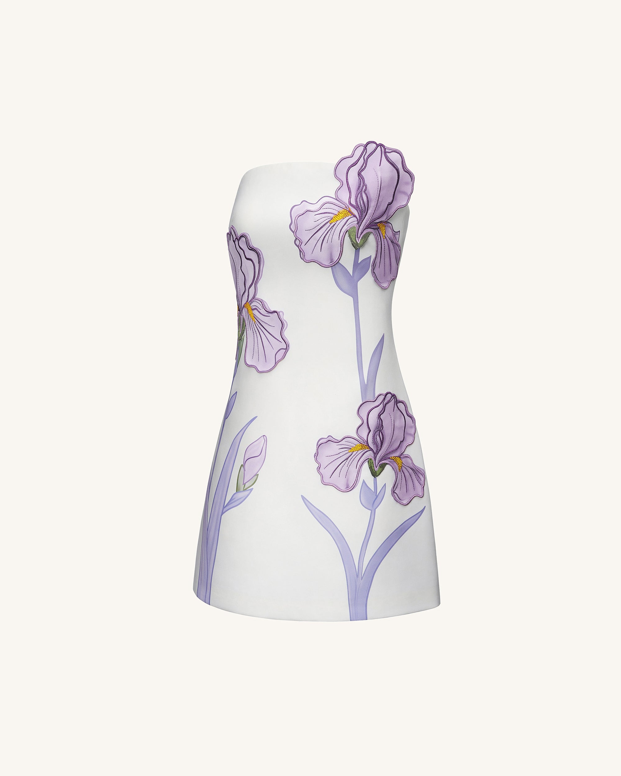 purple floral dress Iris Floral Print Strapless Dress - White