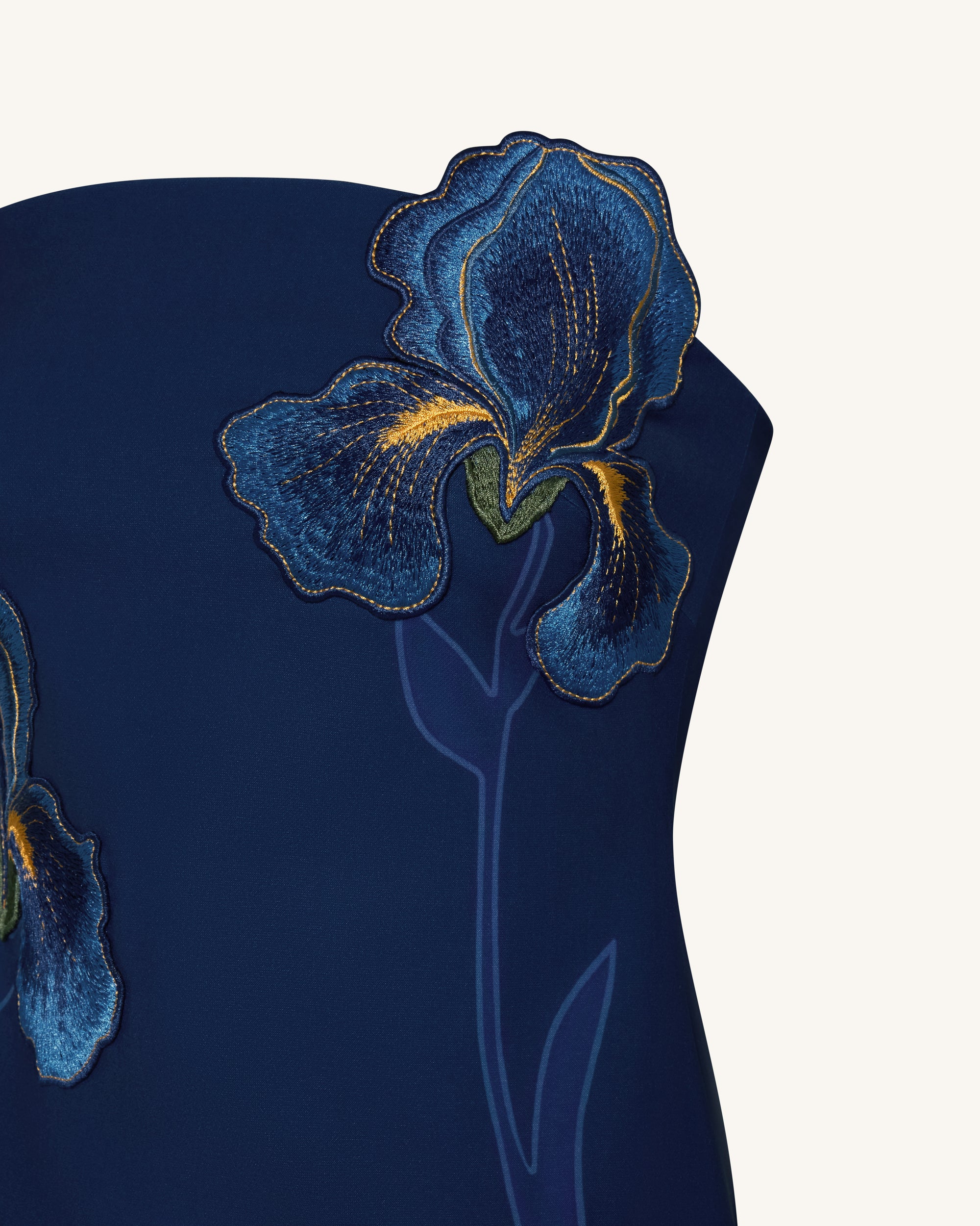 navy blue dress flowers Milliener Navy Tulle Flowers Prom Dress