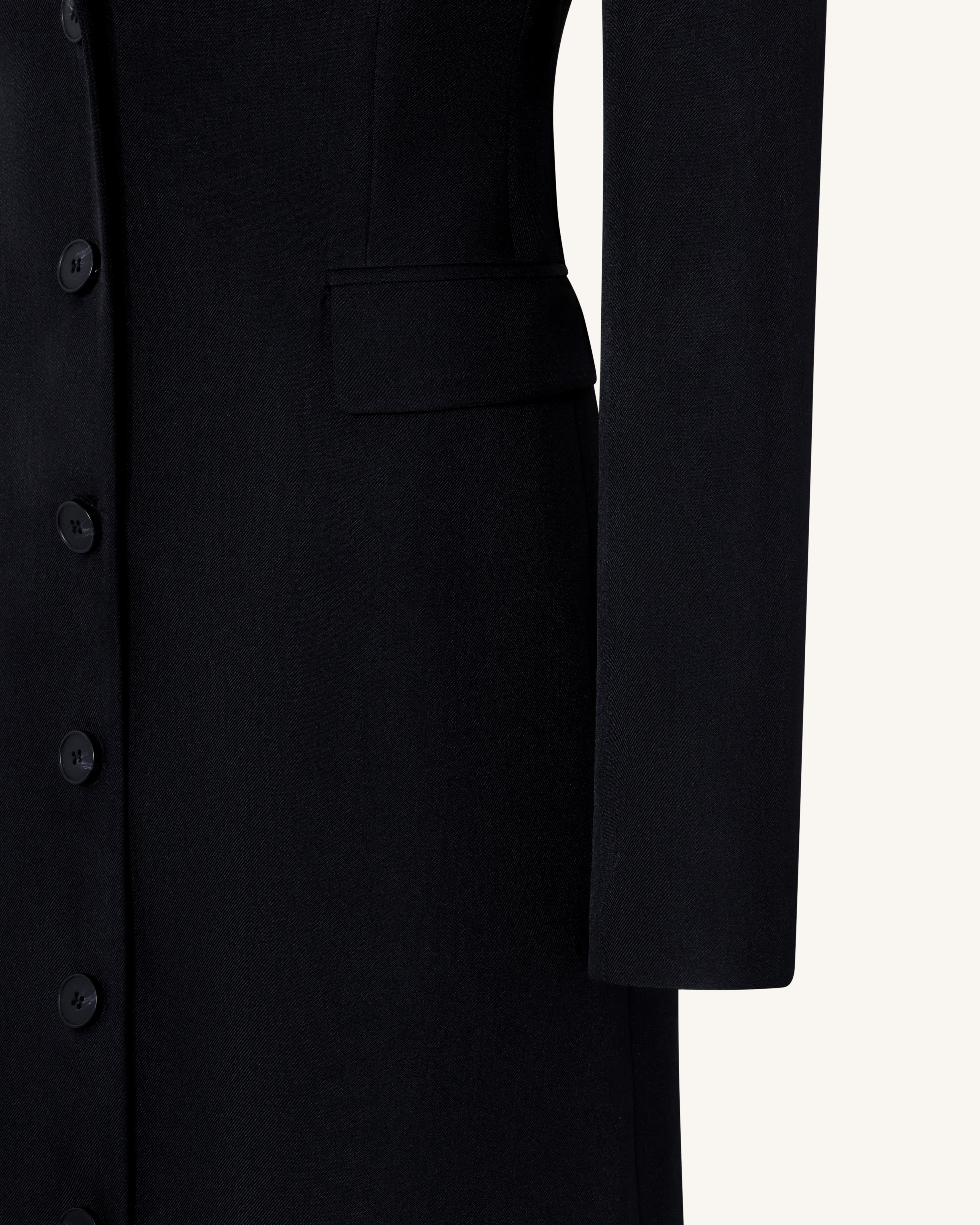 Structured Shoulder Fitted Lapel Maxi Coat - Black | JW PEI