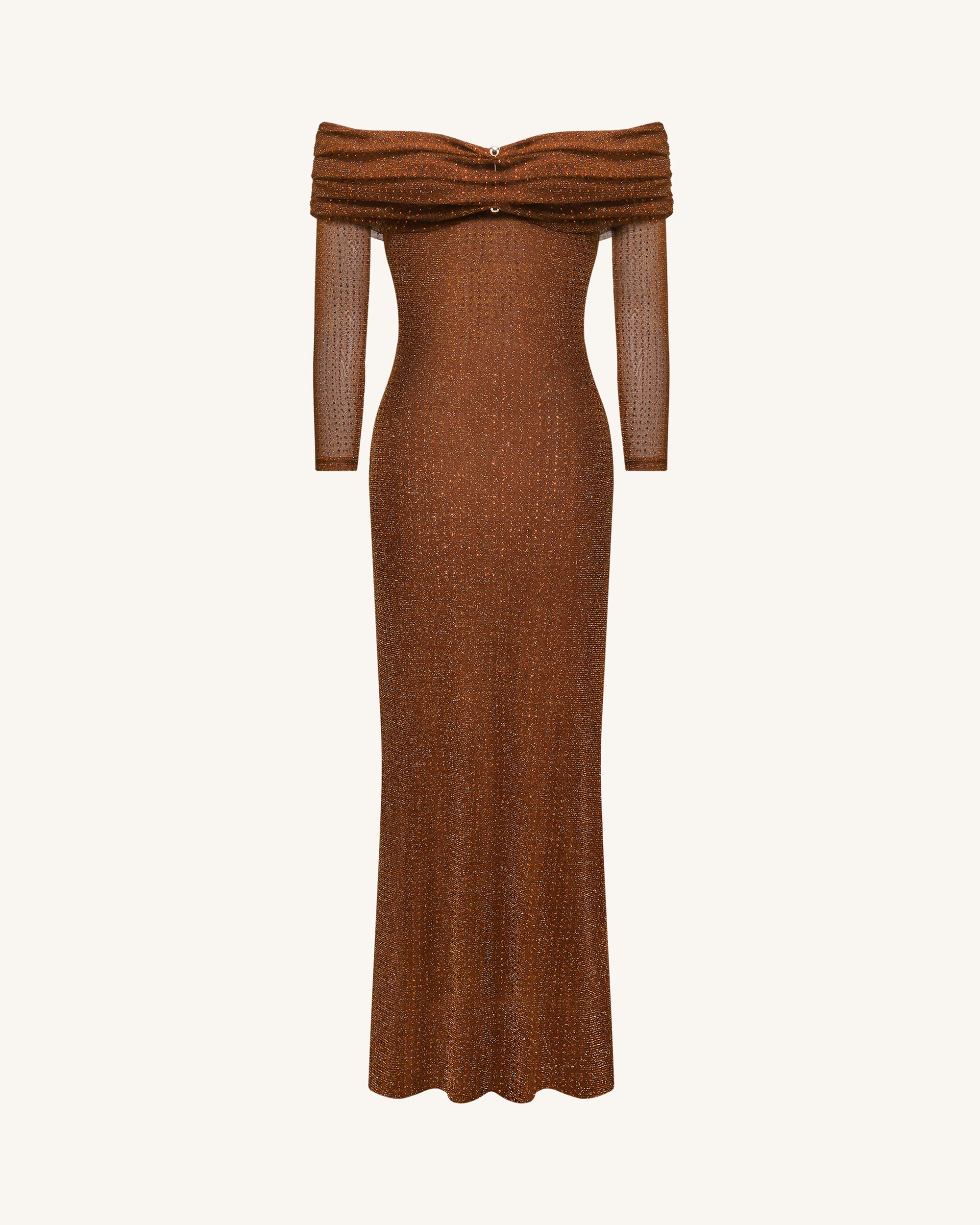 tan rhinestone off shoulder fishnet maxi dress Rhinestone Dress Self Portrait Gold Dress Self-Portrait Tan Rhinestone Off Shoulder Fishnet Maxi Dress