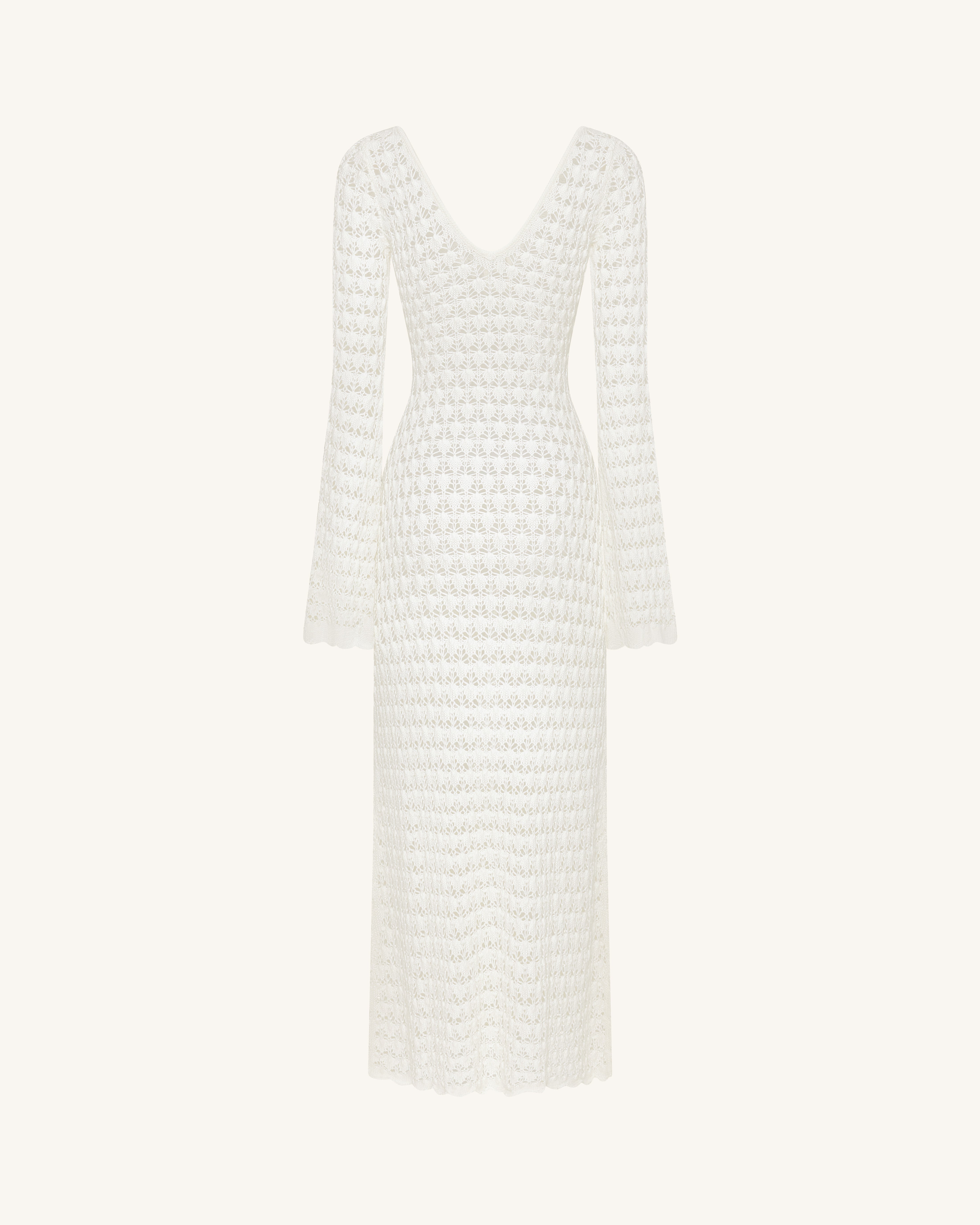 Pointelle Knit Keyhole Maxi Dress - White | JW PEI