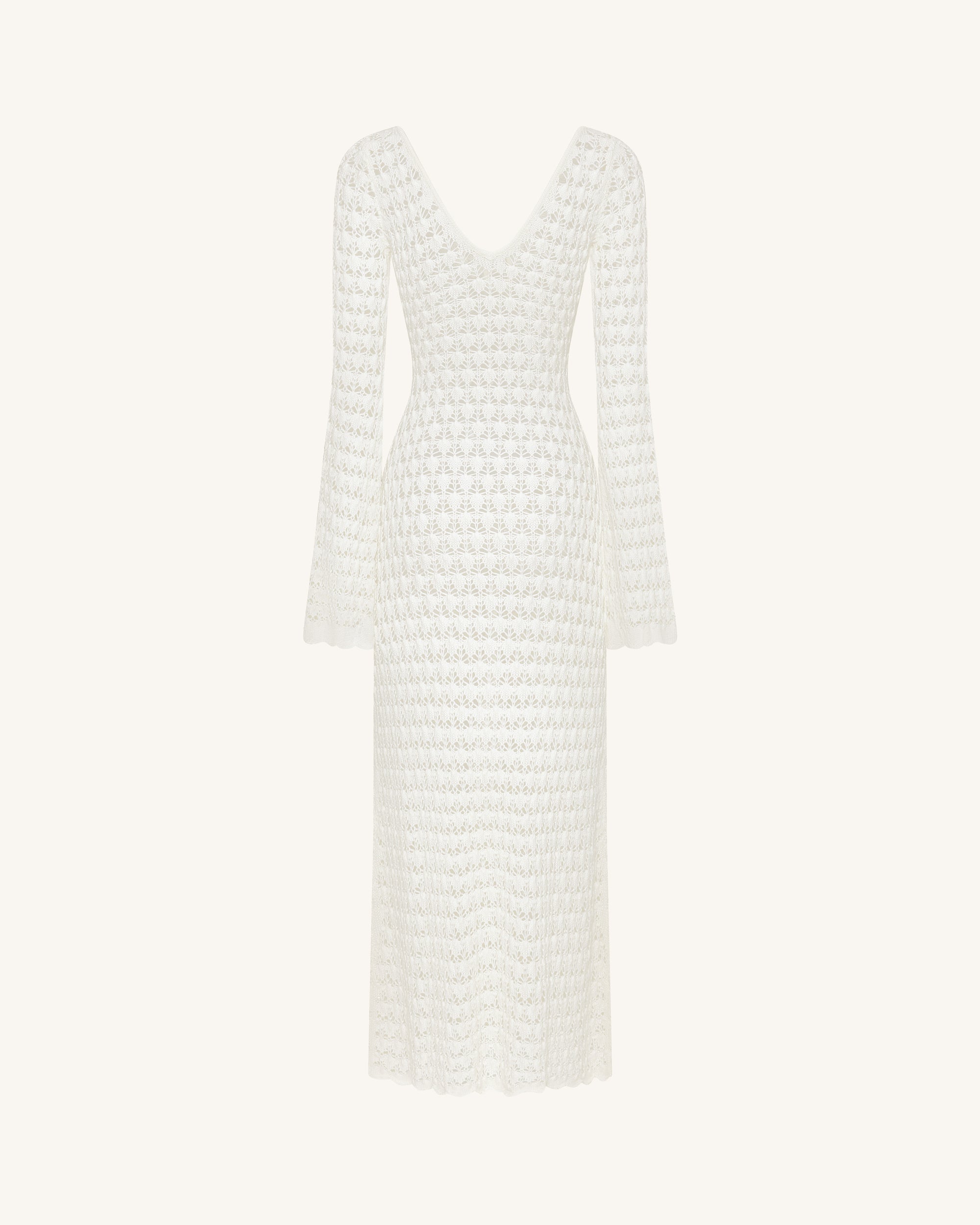 Pointelle Knit Keyhole Maxi Dress - White