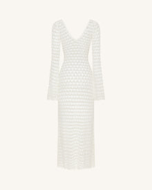Pointelle Knit Keyhole Maxi Dress - White