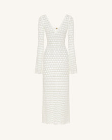 white keyhole dress Pointelle Knit Keyhole Maxi Dress - White