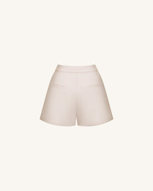 Woven Cotton Tailored Shorts - Beige