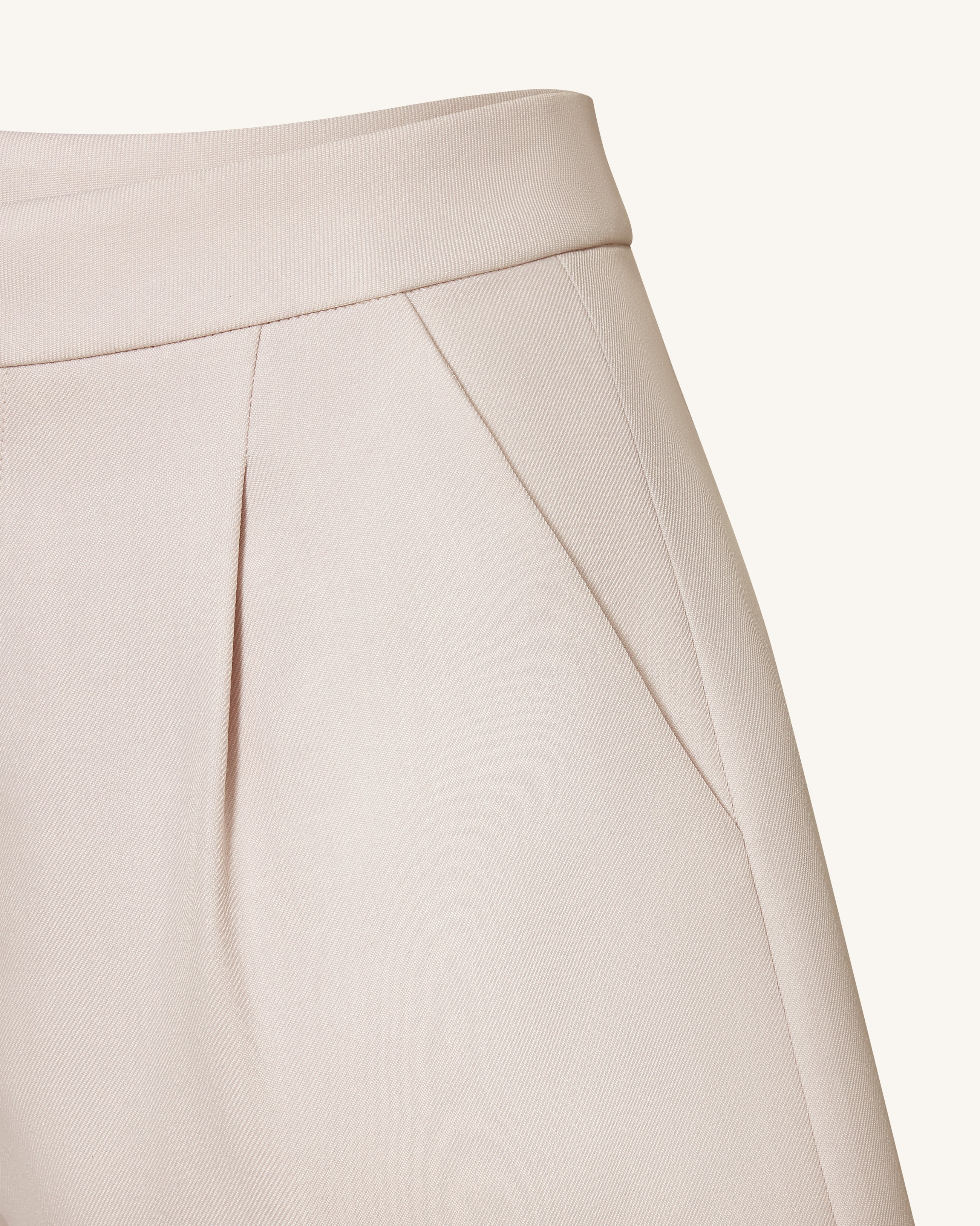 Woven Cotton Tailored Shorts - Beige