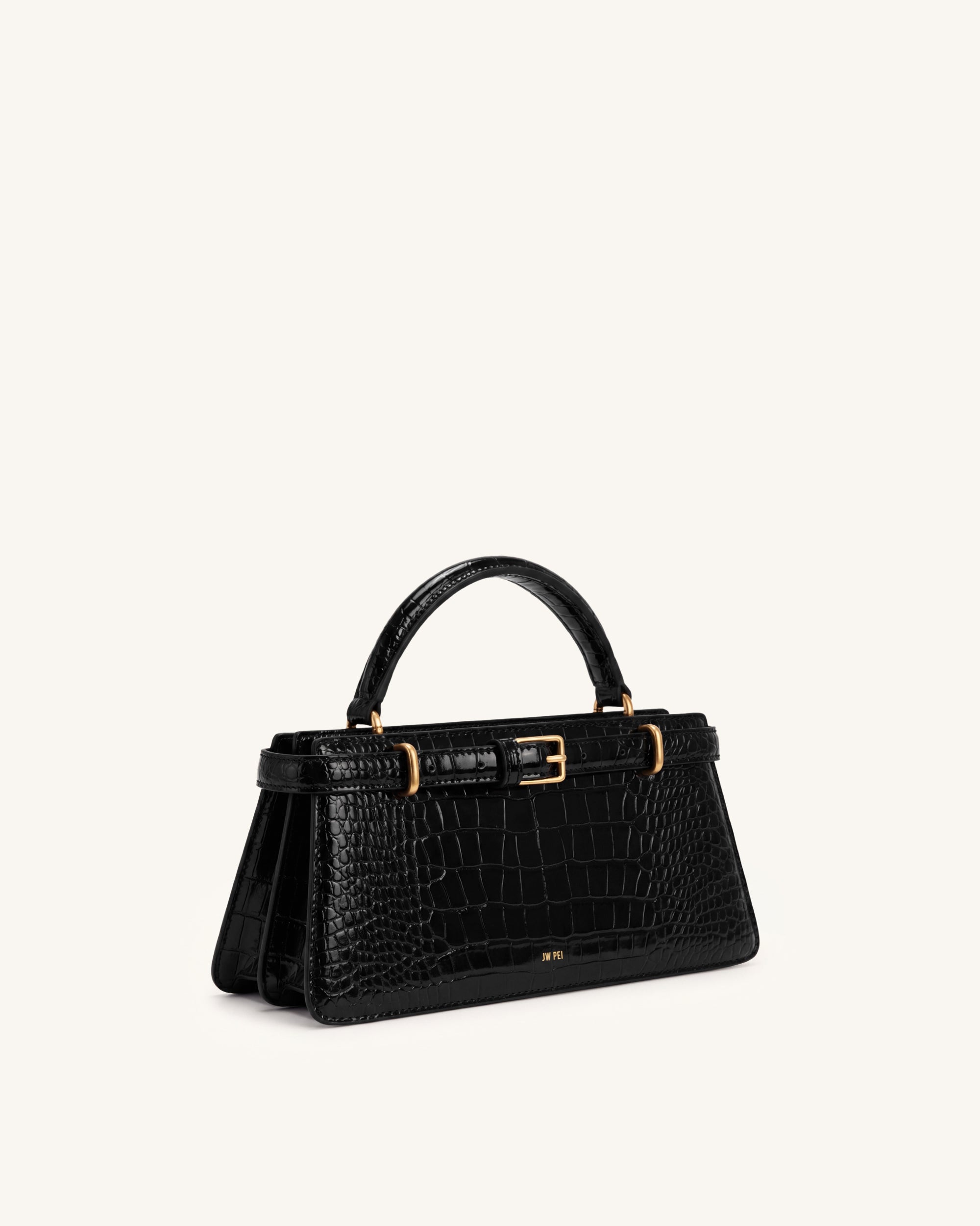 Elena Classic Top Handle Bag - Black Croc | JW PEI