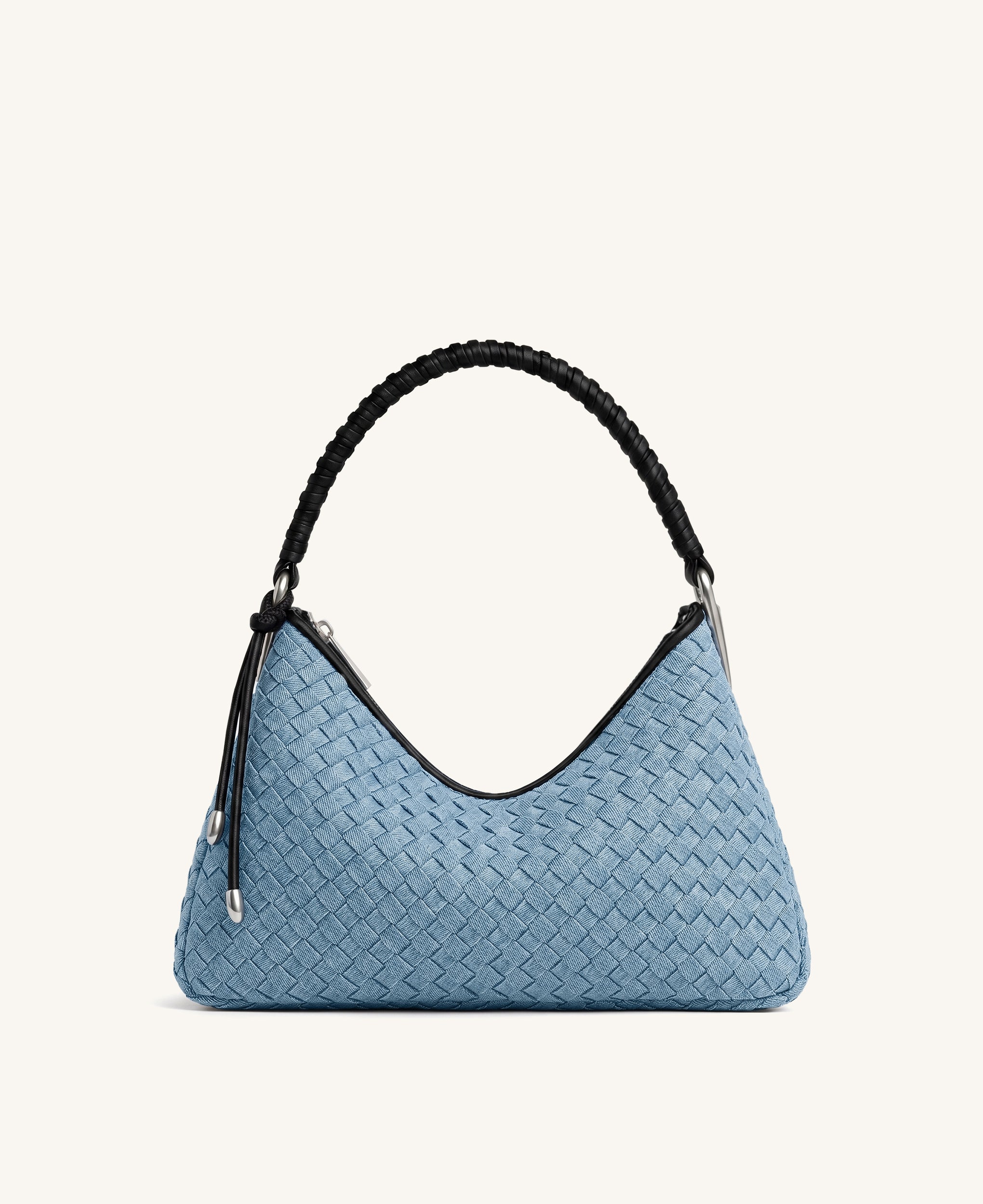 Lorena Woven Denim Shoulder Bag - Light Blue