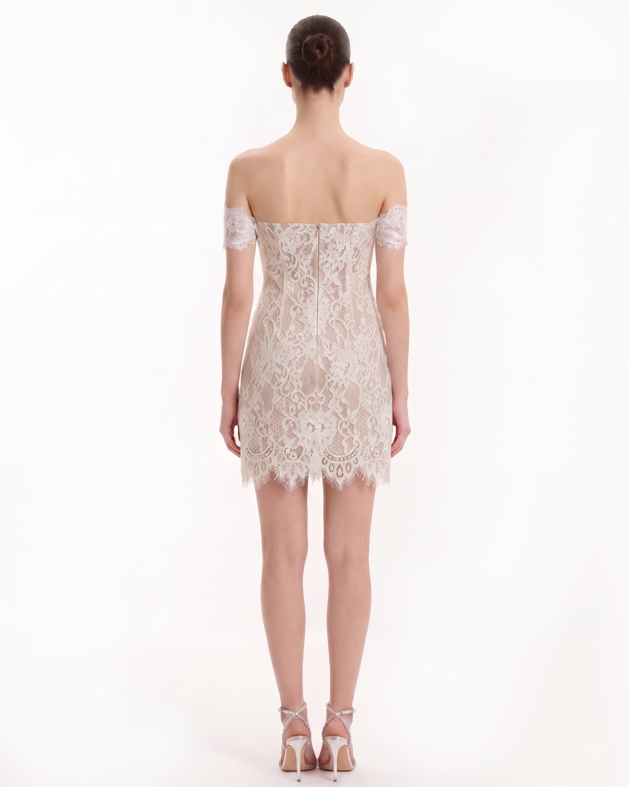 white off shoulder mini dress Gabi Swimwear full look. Liane White Floral Off-Shoulder Mini