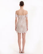 Off Shoulder Lace Mini Dress - White