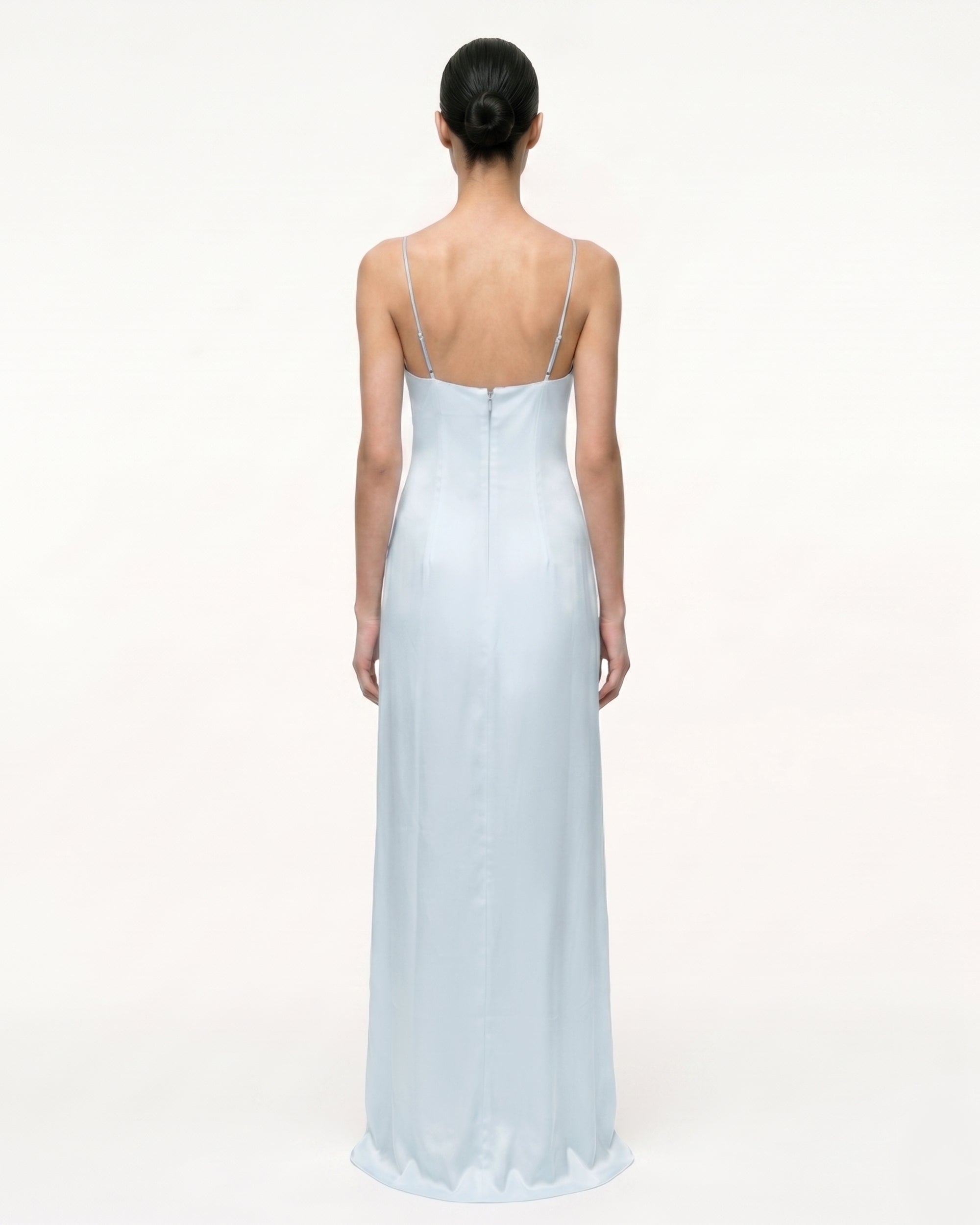 light blue silk slip dress L'AGENCE Charmaine Silk Gown In Pale Blue