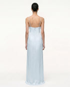 Iris Motif Satin Slip Gown - Light Blue