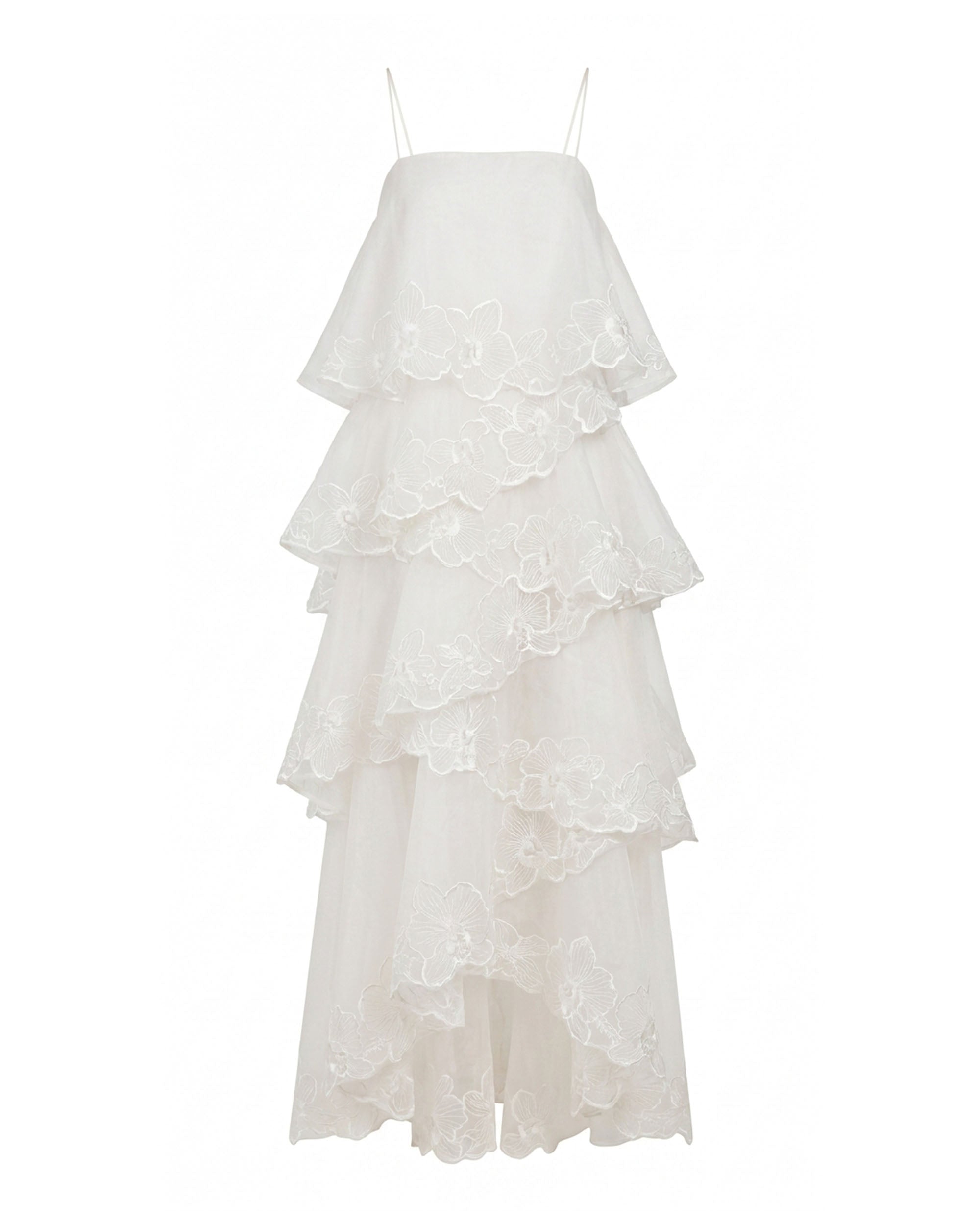 layered ruffle dress white Chateau White Ruffle Maxi Dress - XL Size - Women's Dresses
