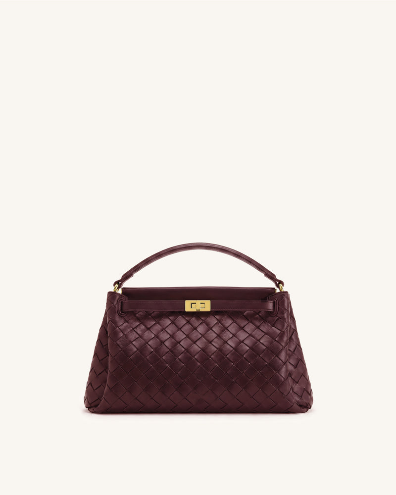 Carmen Woven Top Handle Bag - Vintage Red