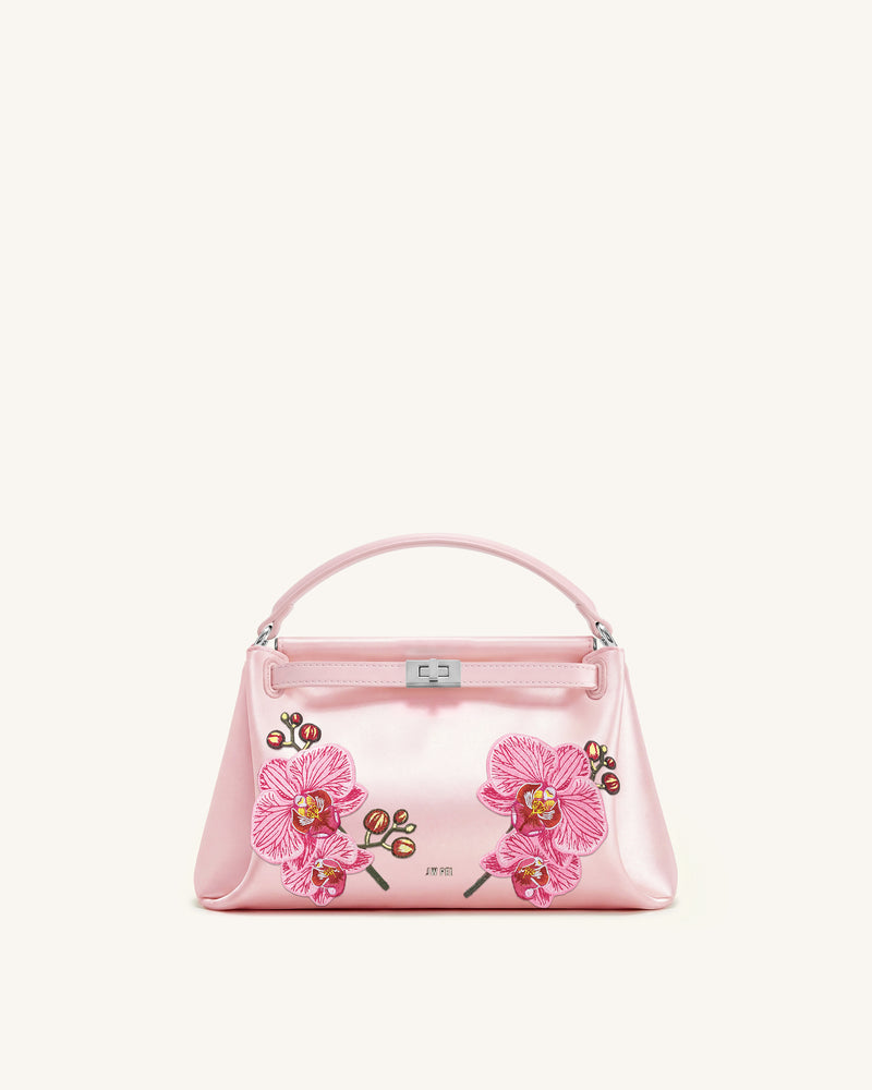 Carmen Phalaenopsis Orchid Embroidery Top Handle Bag - Roland Pink