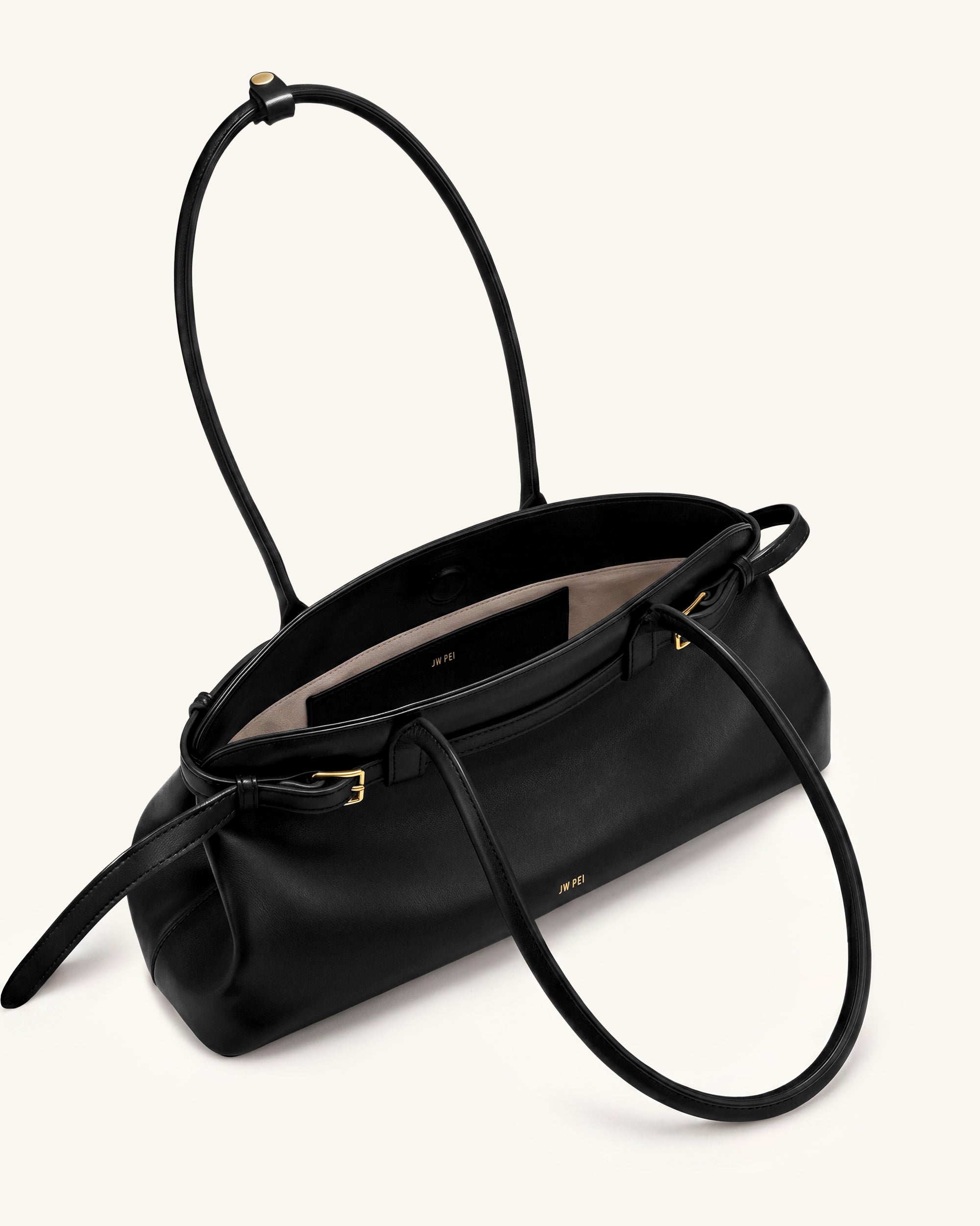 Arden Belt Detail East-West Shoulder Bag - Black | JW PEI