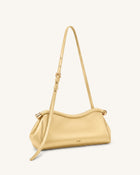 Naomi Satin Curved Shoulder Bag - Champagne Gold