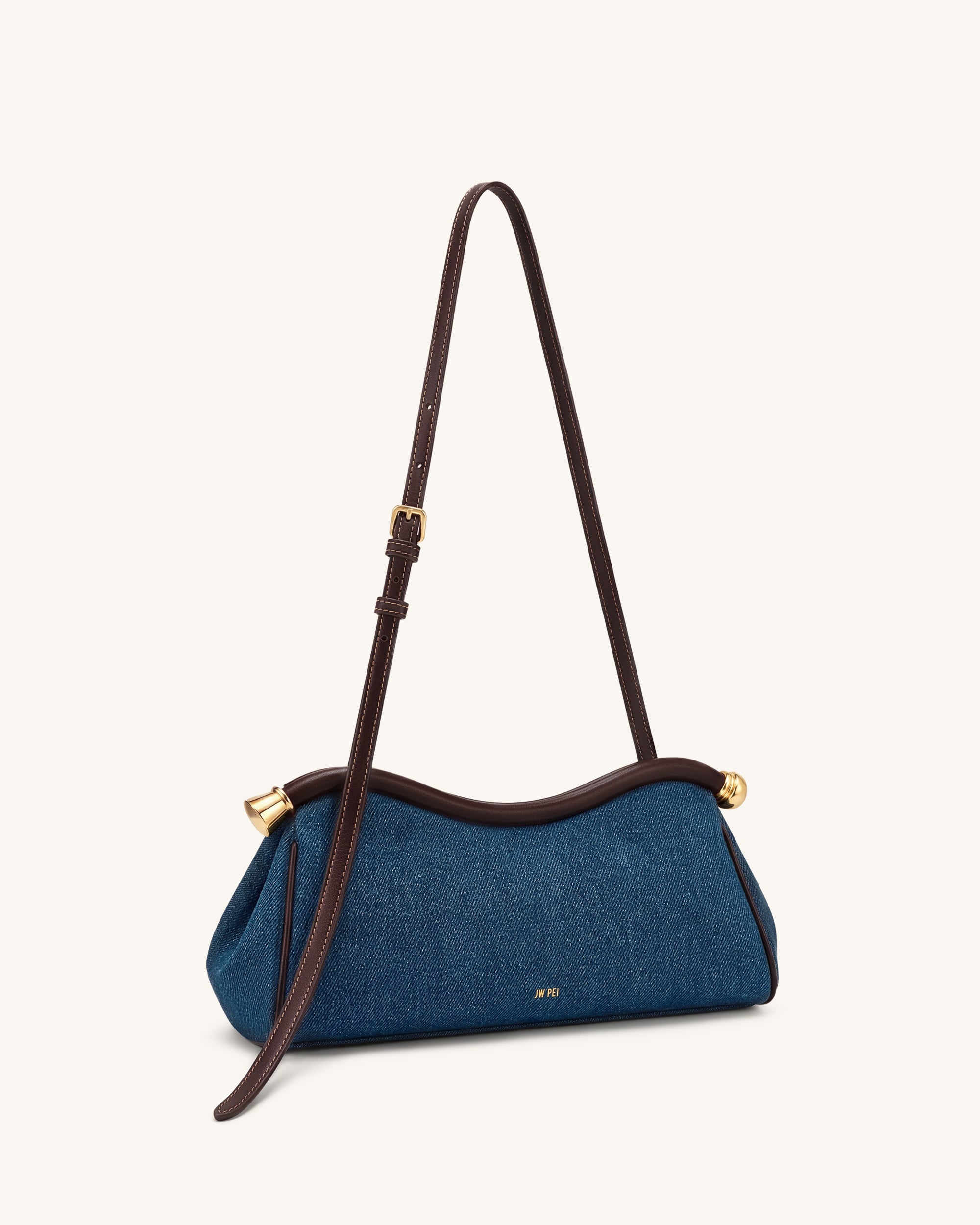 Naomi Curved Shoulder Bag - Blue Denim | JW PEI Naomi Curved Shoulder Bag - Blue Denim | JW PEI