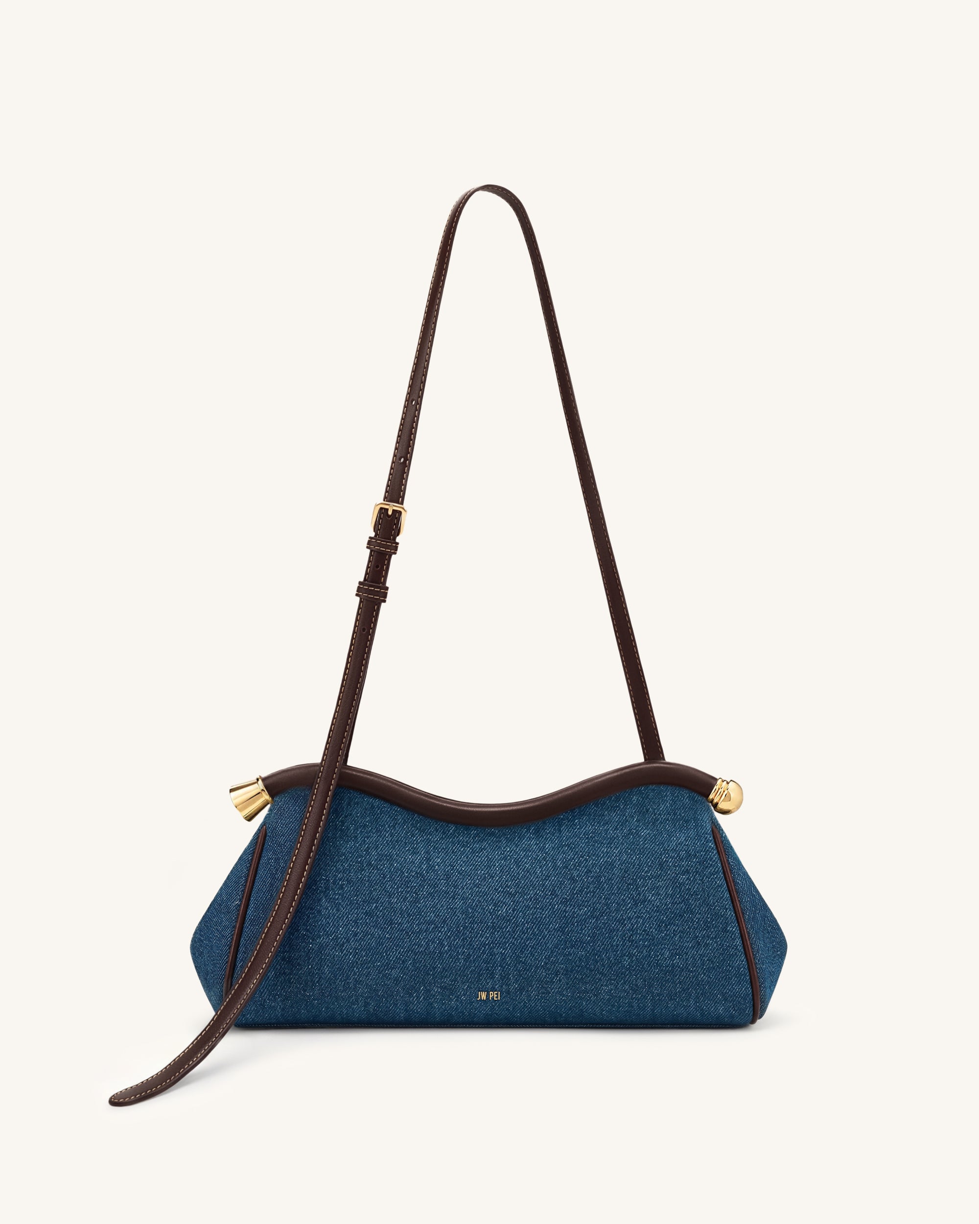 Naomi Curved Shoulder Bag - Blue Denim | JW PEI