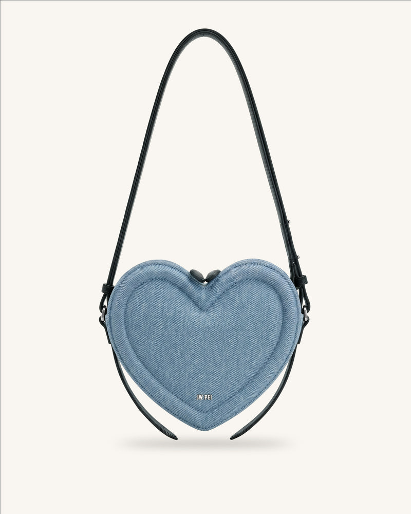 Arlene Heart Shaped Crossbody Bag - Light Blue Denim