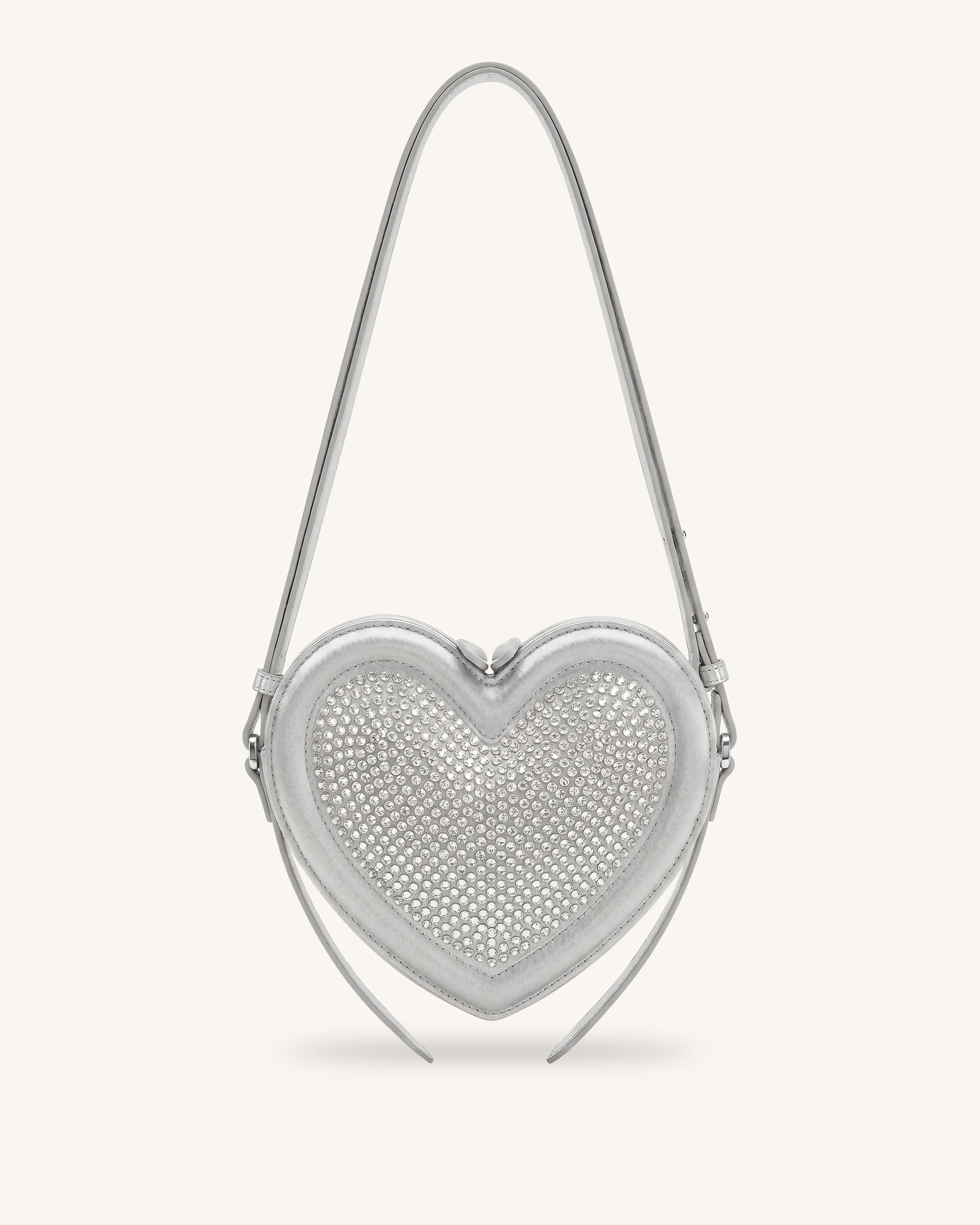 Arlene Artificial Crystal Heart Shape Crossbody Bag - Silver Gray
