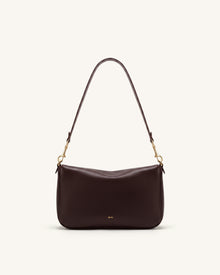 Sofia Classic Flap Shoulder Bag - Dark Brown