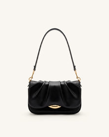Sofia Ruched Shoulder Bag - Black