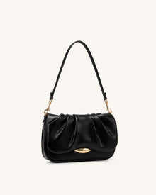 Sofia Ruched Shoulder Bag - Black