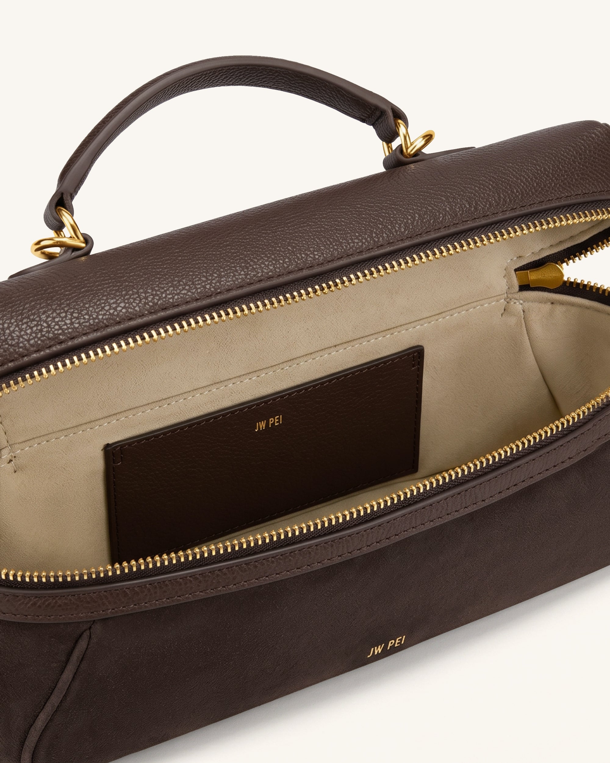 Cleo Faux Suede Vanity Bag - Dark Brown | JW PEI
