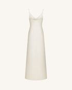 Iris Motif Satin Slip Gown - White