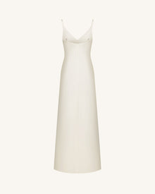 Iris Motif Satin Slip Gown - White