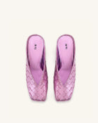 Ellie Woven Square-Toe Mule Heels - Purple