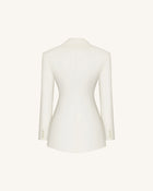 Iris Embroidery Hourglass Blazer - White