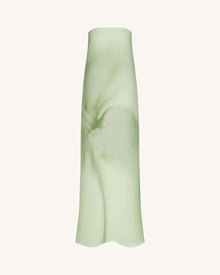 Watercolor Floral Print Strapless Maxi Dress - Green