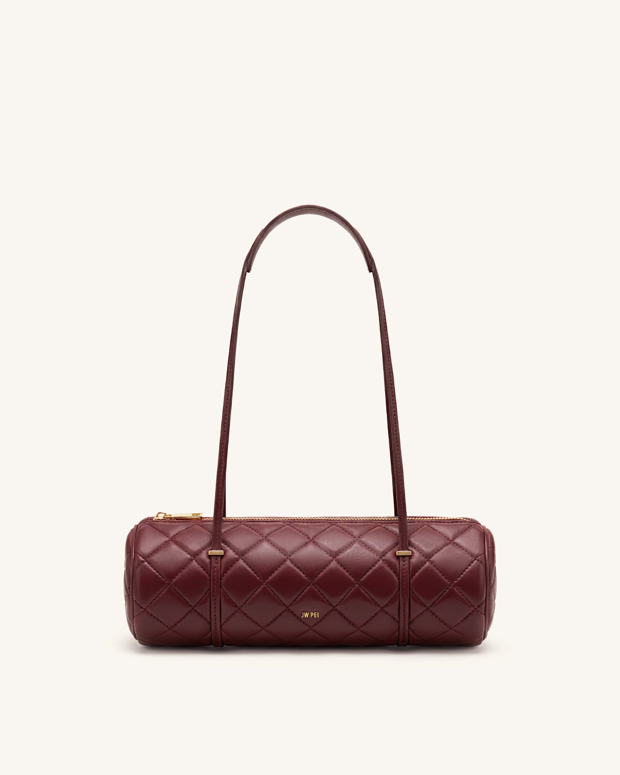 Marcella Quilted Cylinder Shoulder Bag - Burgundy | JW PEI