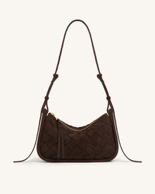 Zirelle Woven Faux Suede Hobo Bag - Brown