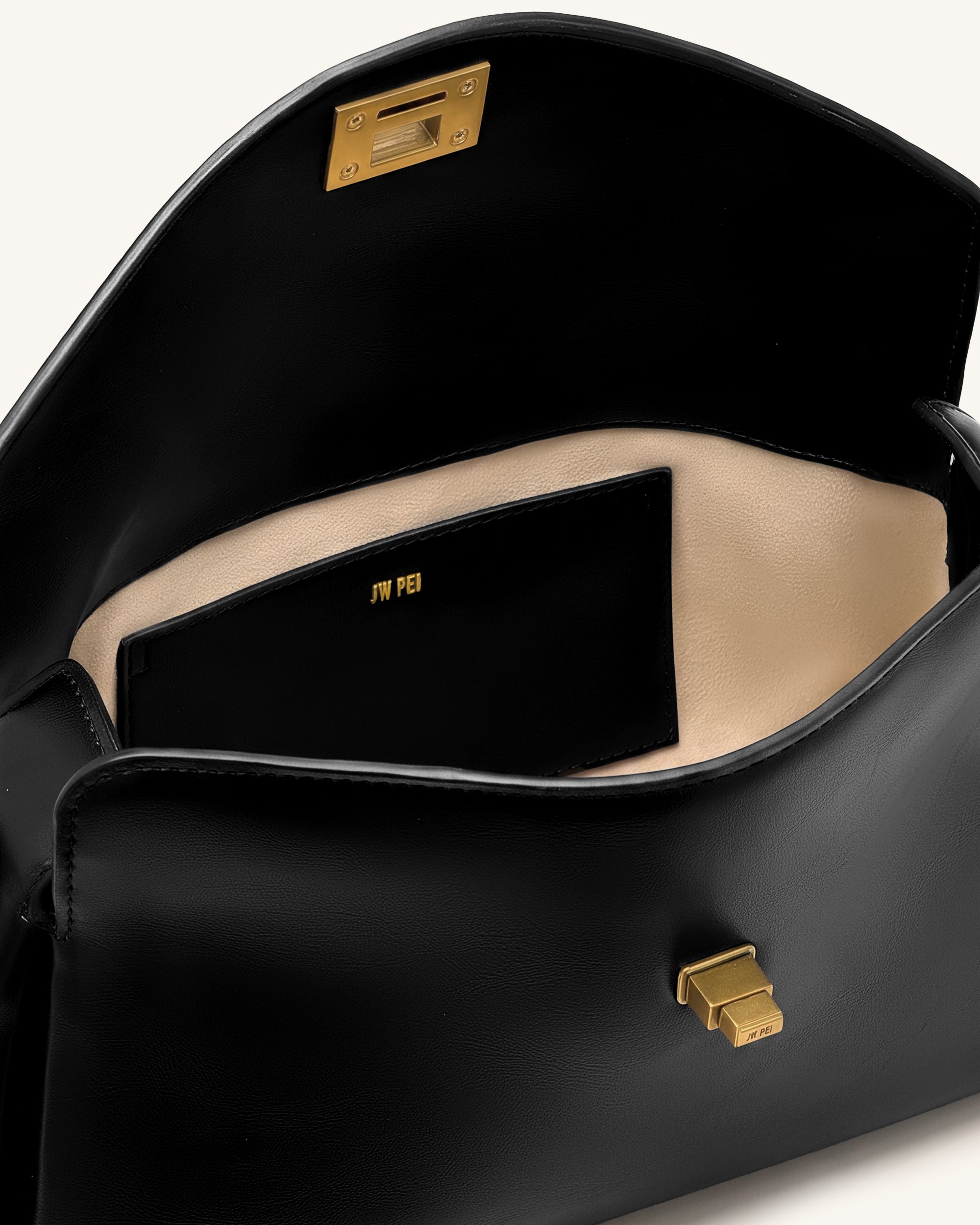 Lucia Asymmetric Flap Shoulder Bag - Black | JW PEI